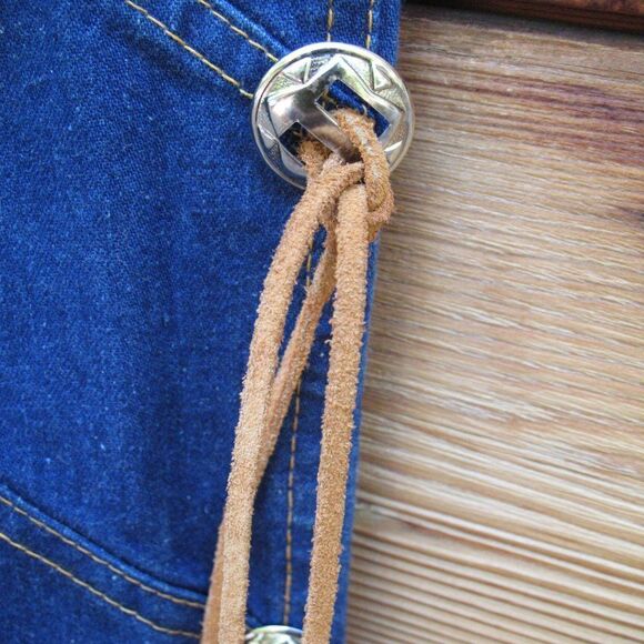 Vintage 70's High Rise Flare Fringe Jeans - Picture 7 of 11